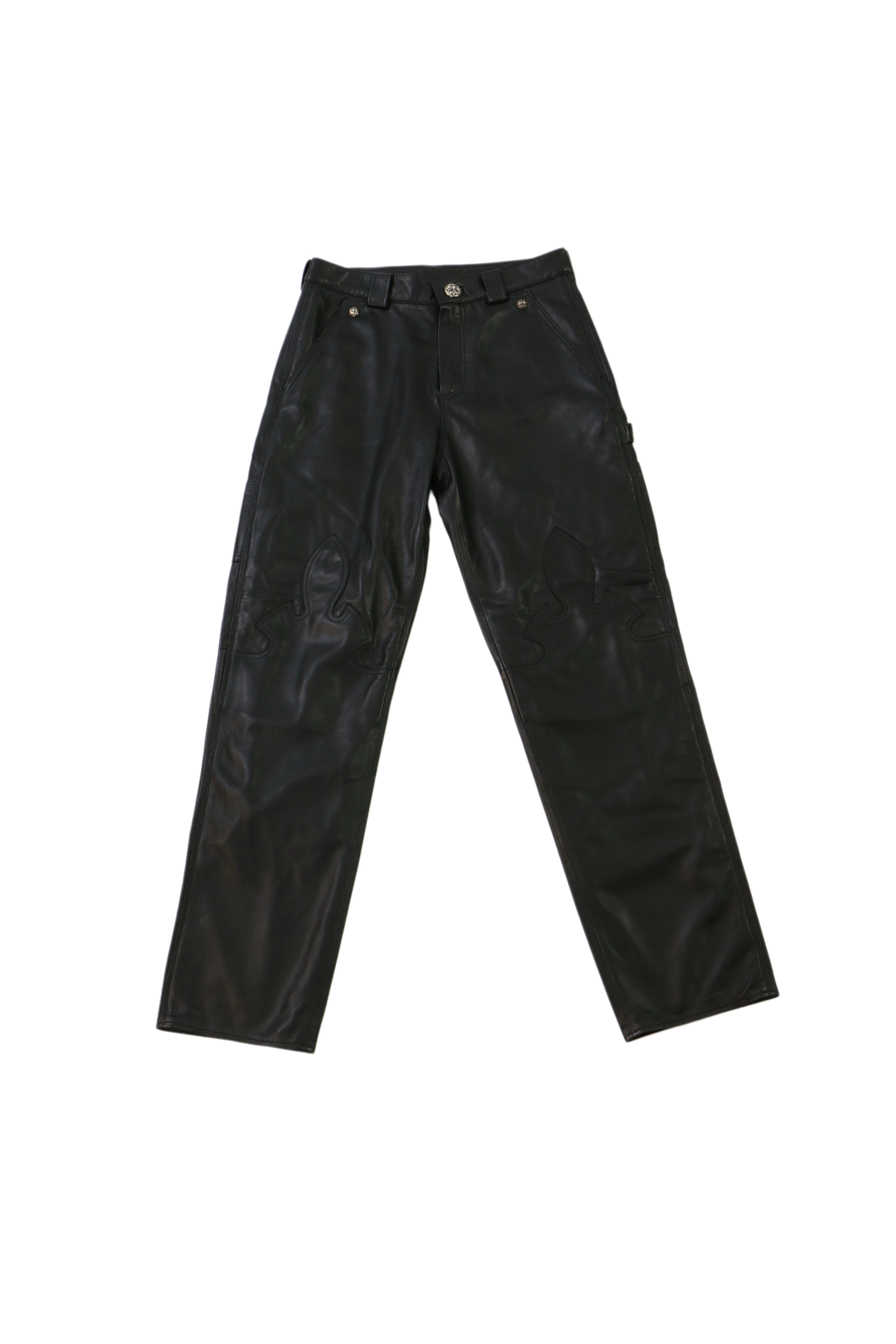 Chrome Hearts Black Fleur Leather Jeans