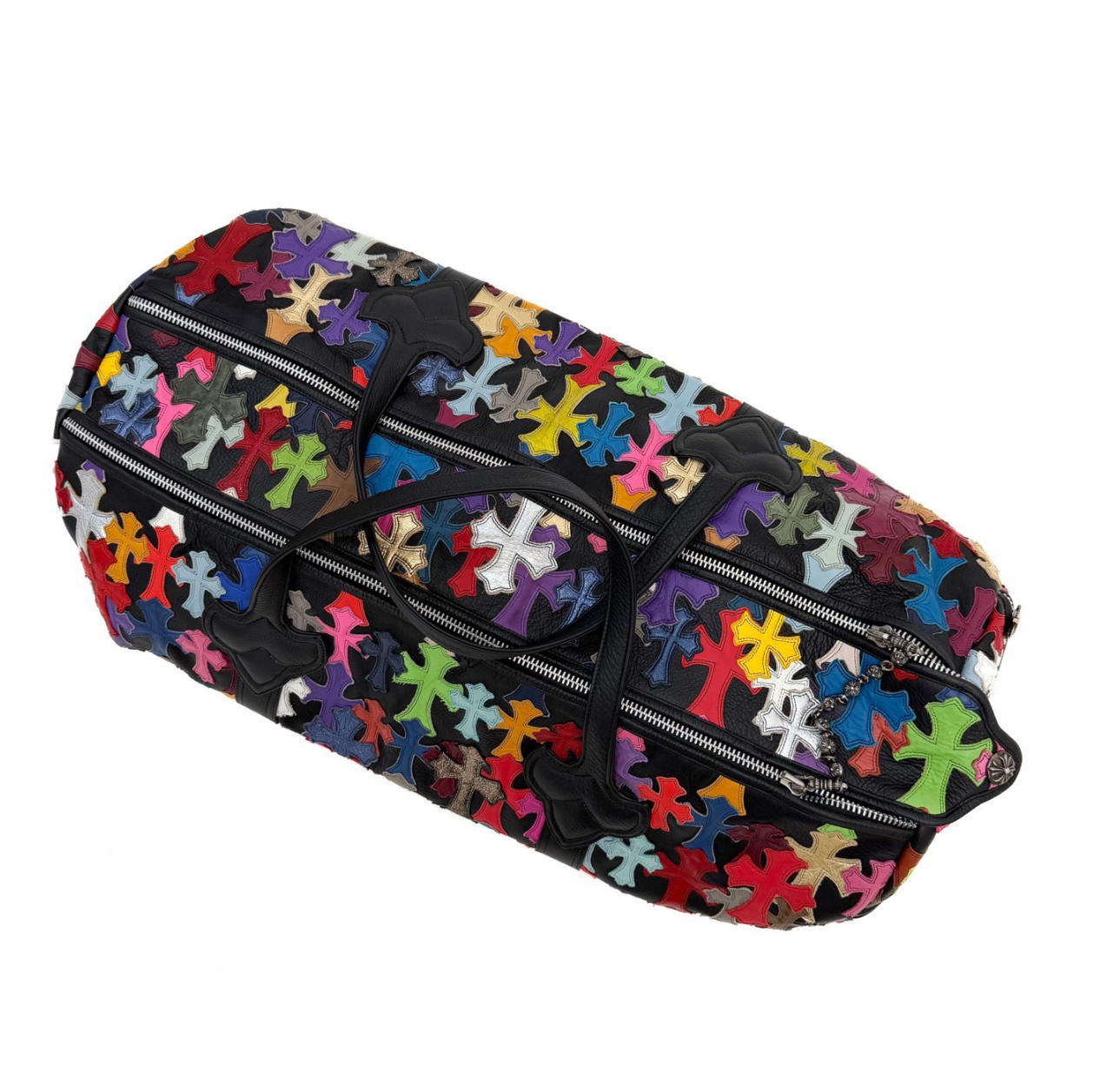 Chrome Hearts Multicolor Cross Patch Leather Duffle Bag