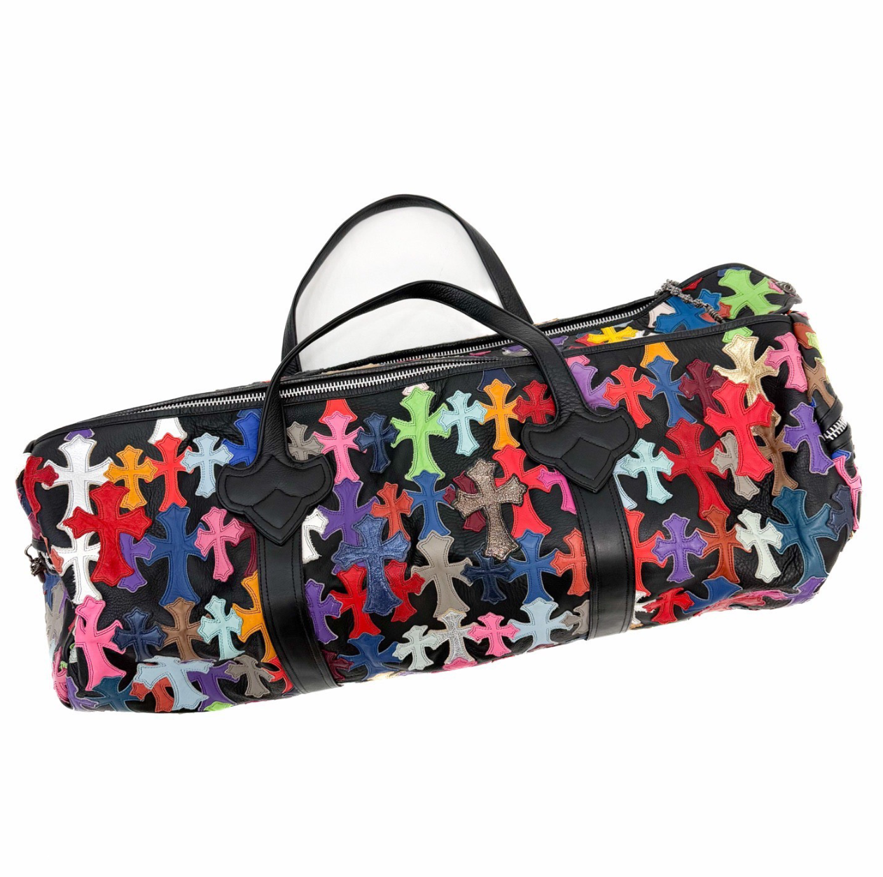 Chrome Hearts Multicolor Cross Patch Leather Duffle Bag