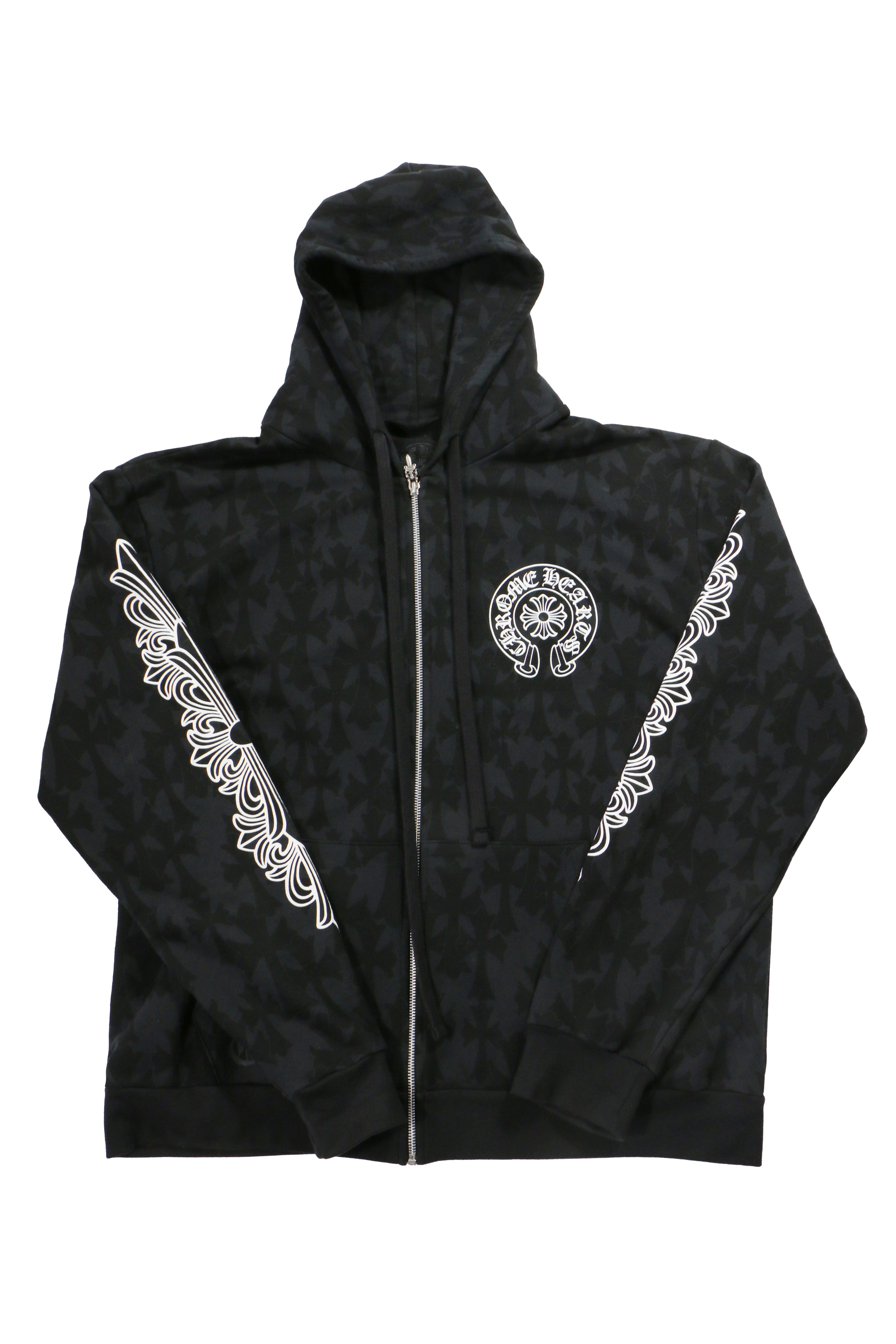 Chrome Hearts Black Dark Cross Zip Up Hoodie