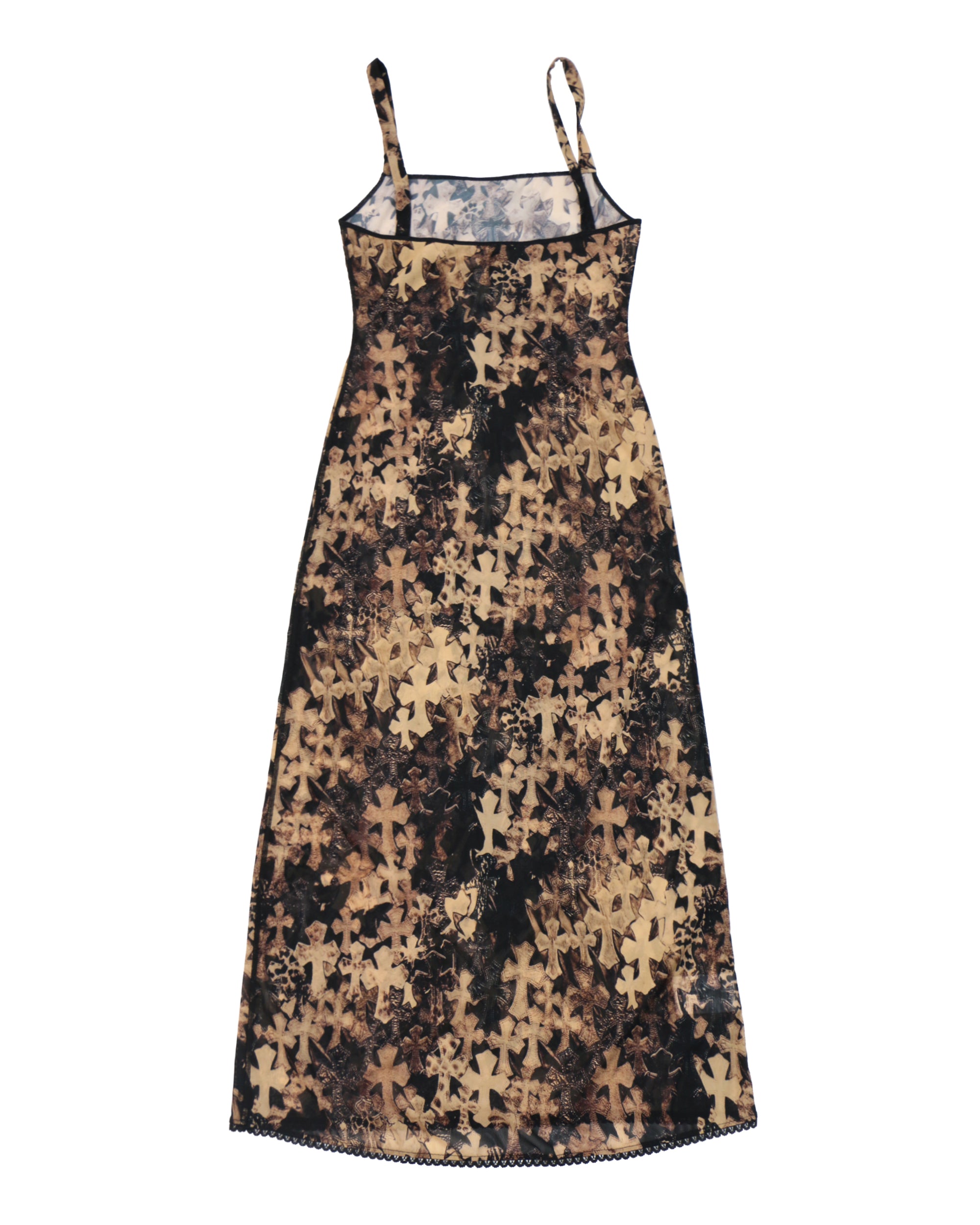 Chrome Hearts Cross Print Mesh Lace Dress