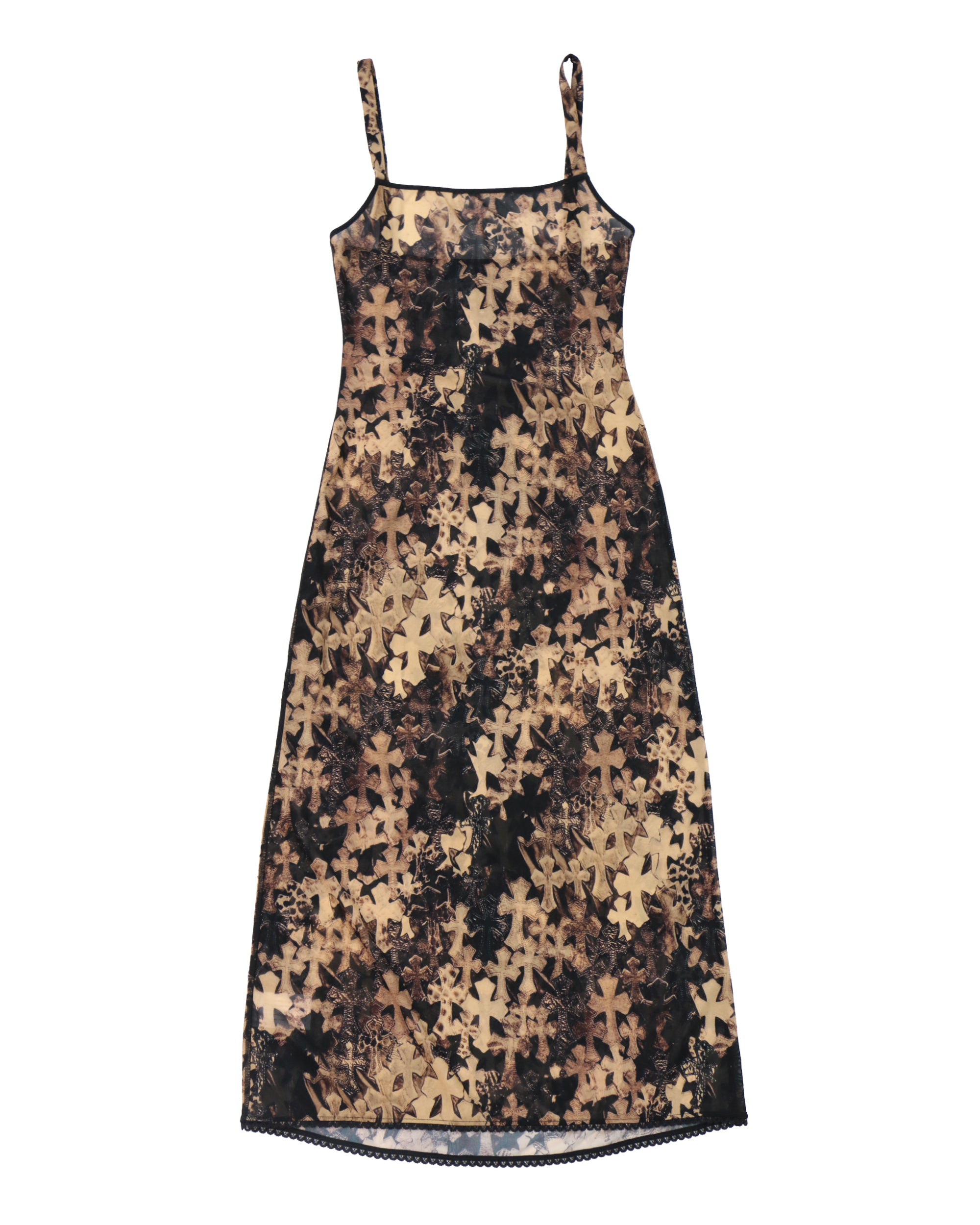 Chrome Hearts Cross Print Mesh Lace Dress