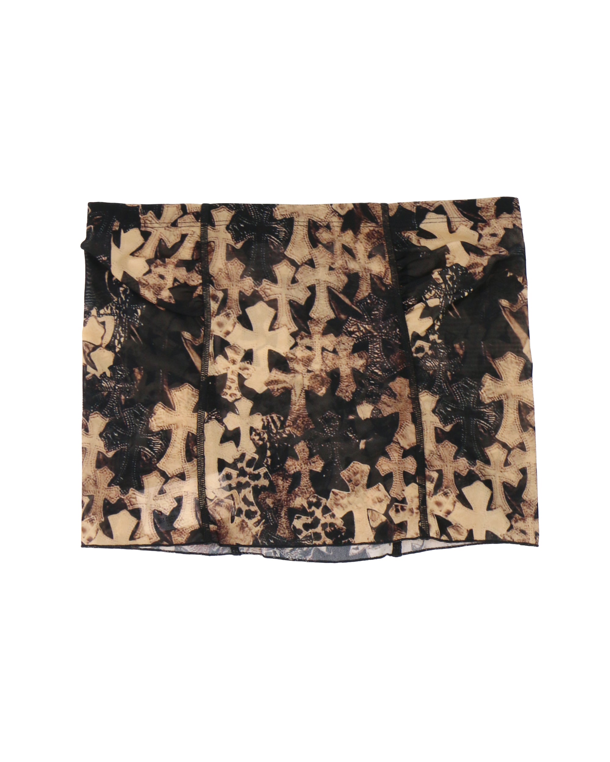 Chrome Hearts Cross Print Mesh Lace Tube Top