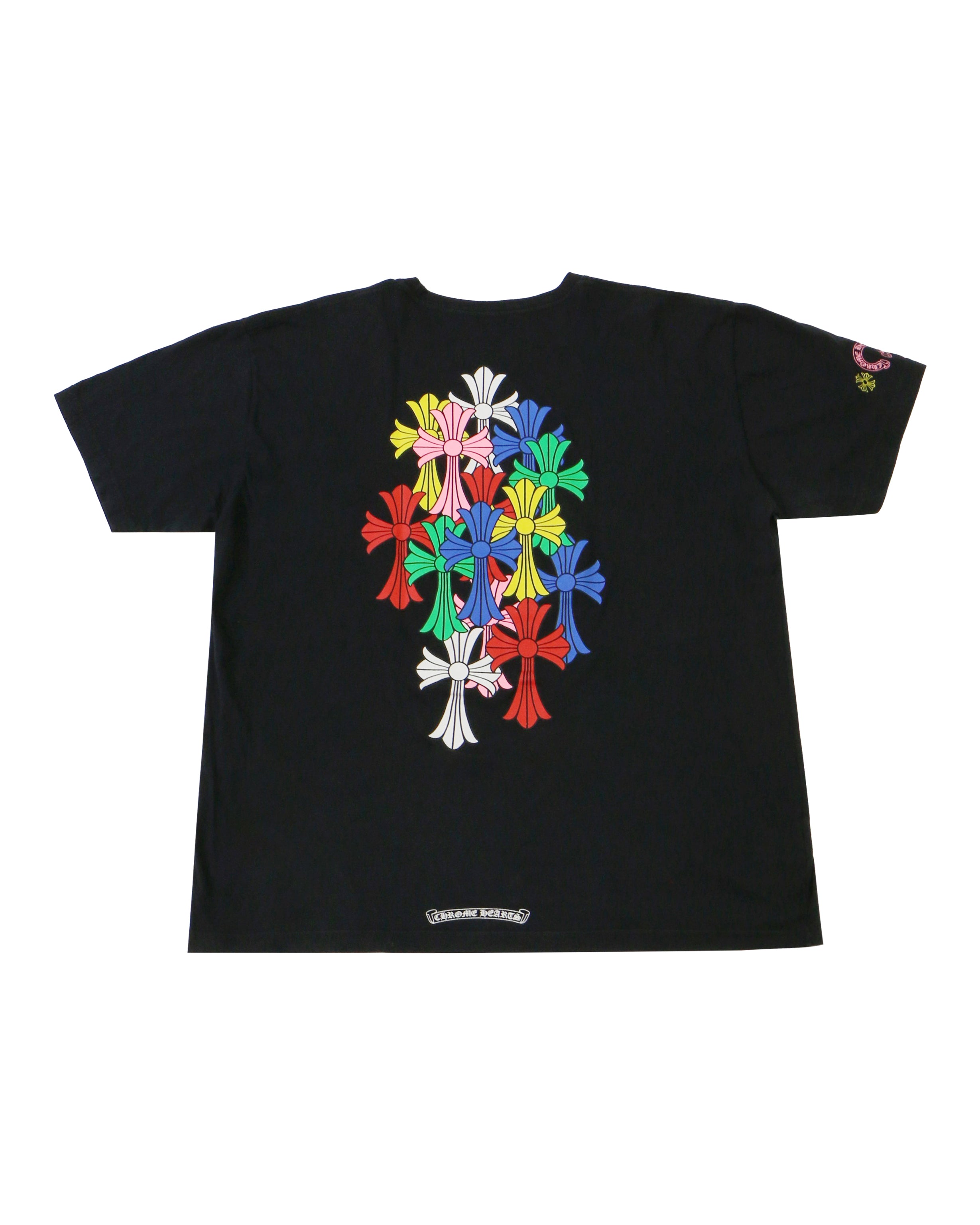 Chrome Hearts Black Multi-color Cross Patches Short Sleeve