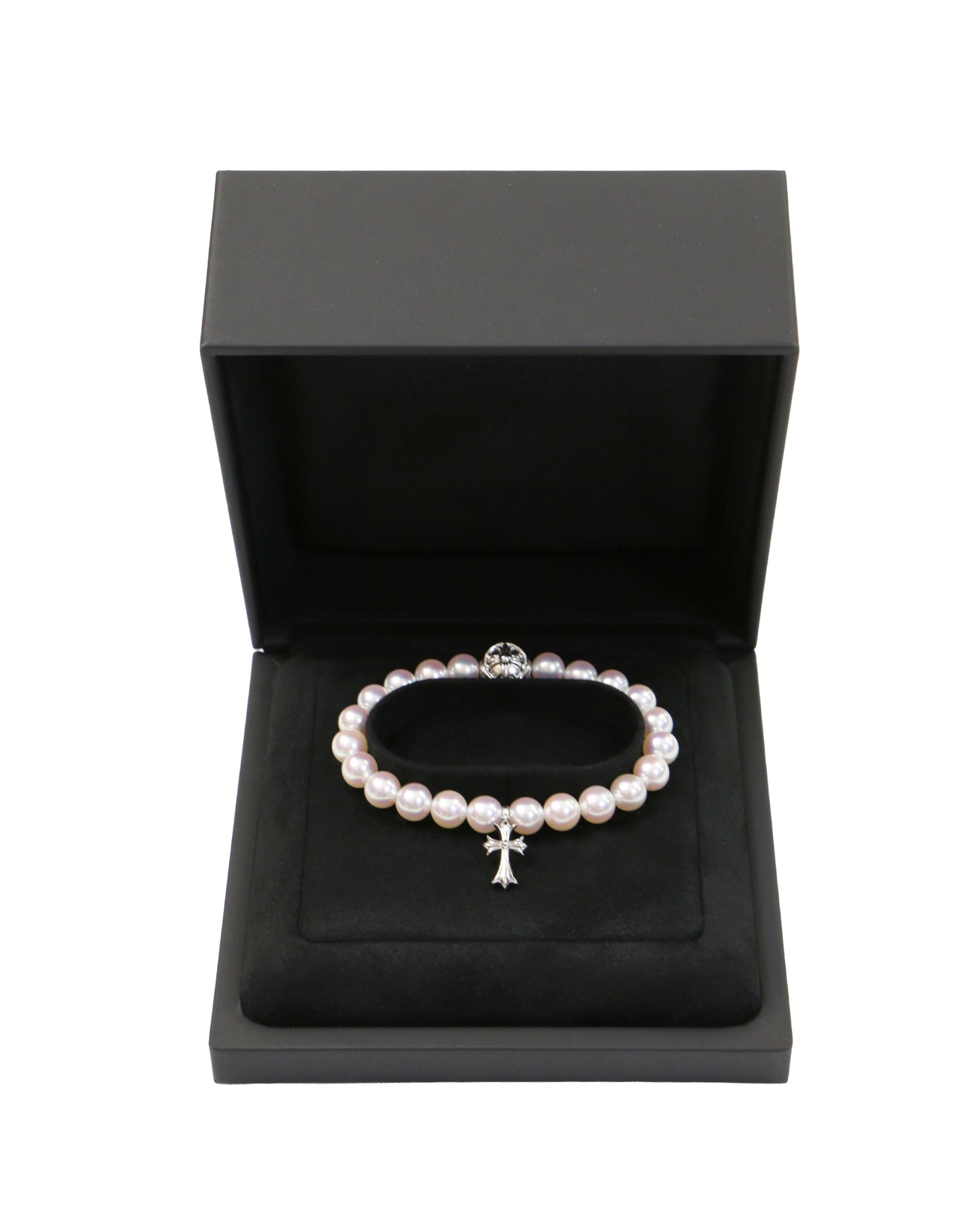 Chrome Hearts Mikimoto Pearl White Gold Bracelet Sz M